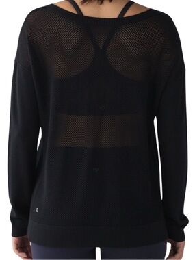 Lululemon Well Being Sweater, Size 8, Medium, Black, Mesh Back, Cashmere, Bamboo
